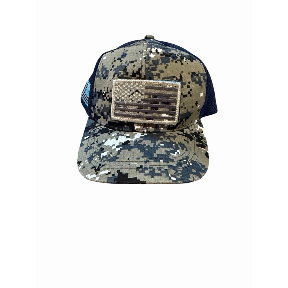 New Men's Trucker Baseball Adjustable Hat USA flag mesh back patch